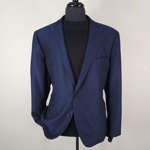 Savile Row Blazer Mens 48R Navy Lancaster Stretch 2 Button Sport Coat Jacket